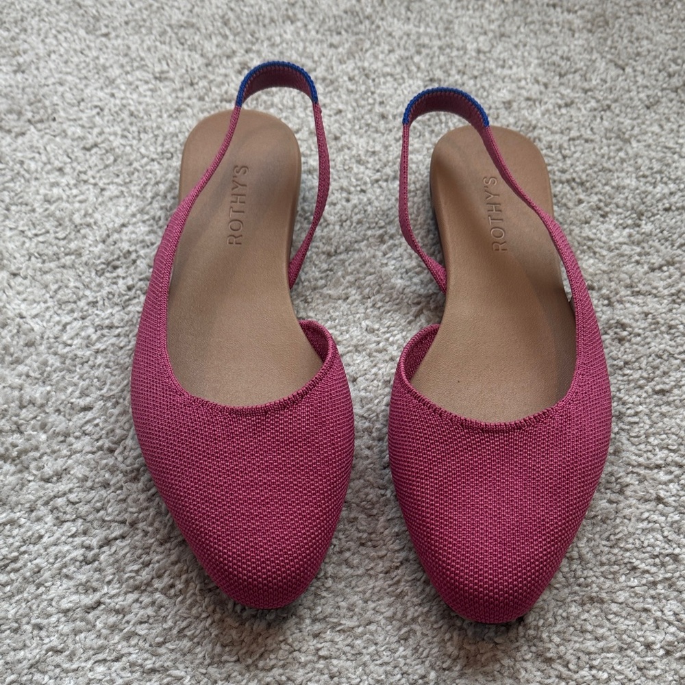 NWOB Rothy's Almond Slingback Flats in Wild Orchid